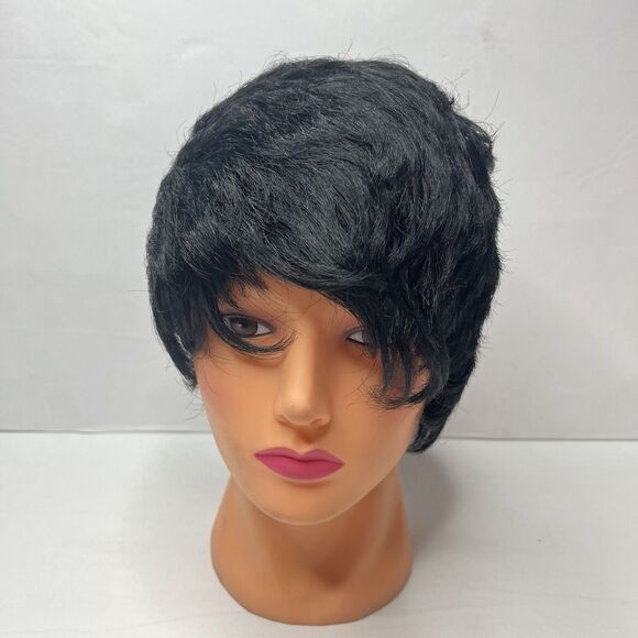 Vanessa By Fifth Avenue Black Short Pixie Cut Lace Front Wig - Picture 2 of 11